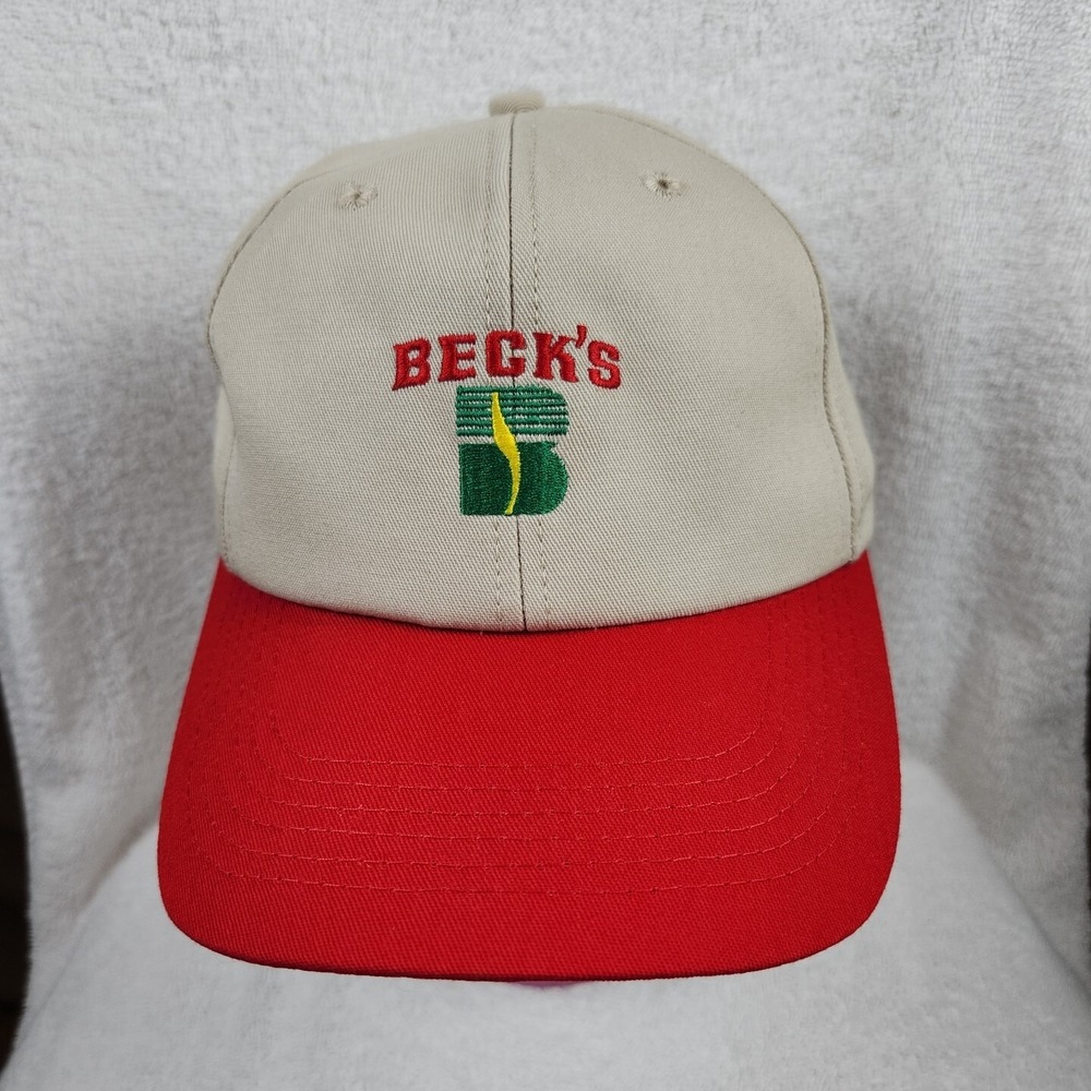 Vintage Becks Seeds Sure Gro 130 Hat Cap Snapback Tan Legend Made in USA 90s
